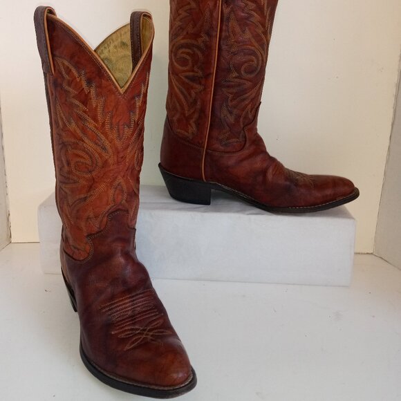 JUSTIN Ladies Sz 7.5B L4562 Chestnut Marbled Leather Deerlite Western Dress Boot - Picture 1 of 15